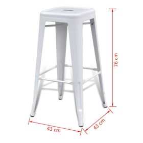 vidaXL Bar Stools 2 pcs White Steel