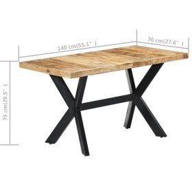 vidaXL Dining Table 140x70x75 cm Solid Rough Mango Wood