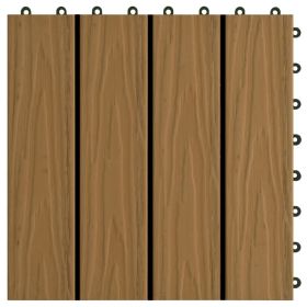 vidaXL 11 pcs Decking Tiles Deep Embossed WPC 11.8"x11.8" 1 sqm Teak Color