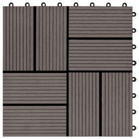 vidaXL 11 pcs Decking Tiles WPC 11.8"x11.8" 1 sqm Dark Brown