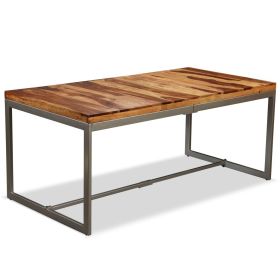 vidaXL Mesa de jantar madeira de sheesham maciça e aço 180 cm