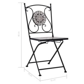 vidaXL Mosaic Bistro Chairs 2 pcs Grey