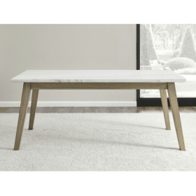 Vida - White Marble Top Dining Table - Brown White