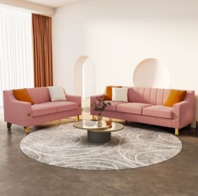 LIVING ROOM SOFA 2 PIECES LOVE SEAT AND SOFA SET WITH PINK VELVET