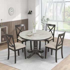 Orisfur. 5 Pieces Dining Table And Chairs Set For 4 Persons, Kitchen Room Solid Wood Table With 4 Chairs