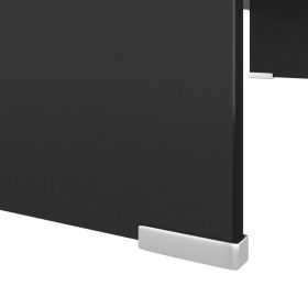 vidaXL TV Stand/Monitor Riser Glass Black 80x30x13 cm