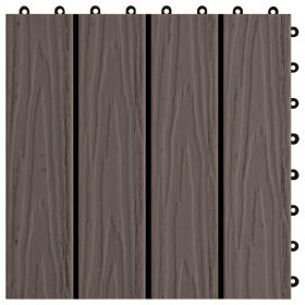 vidaXL 11 pcs Decking Tiles Deep Embossed WPC 30x30 cm 1 sqm Dark Brown