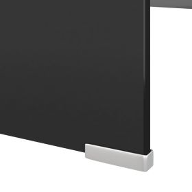 vidaXL TV Stand/Monitor Riser Glass Black 120x30x13 cm