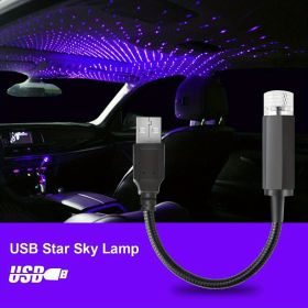 1pc LED Car Roof Star Atmosphere Lights Projector Light Interior Ambient Atmosphere Galaxy Lamp Decoration Light USB Plug