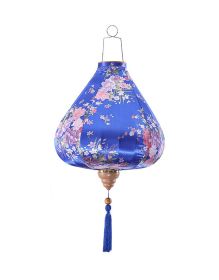 Chinese Cloth Lantern Painted Blue Flowers Creative Home Garden Hanging Decorative Lampshade 14"