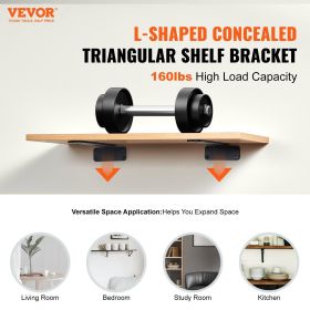 VEVOR Shelf Bracket, 12'L x 4'W x 1.6'H 6 Pcs, Heavy Duty Floating Shelf Brackets, Brackets for Shelves, 5mm Thick Matte Black L Shelf Bracket