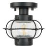 Black Outdoor Modern Industrial Ceiling Light Fixture with Glass Globe Shade, E26 Standard Base Farmhouse Ceiling Lamp for Hallway, Kitchen, Bedroom