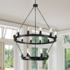 (NEW SKU:W1340P206659) Retro style Large 2-Tier circular ceiling Ironwork chandelier