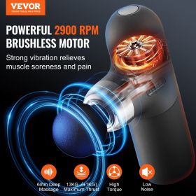 VEVOR Massage Gun Deep Tissue, Percussion Muscle Massager for Athletes - with 4 Speed Levels & 4 Massage Heads, 7.4V 2500mAh Batteries