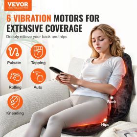 VEVOR Massage Seat Cushion with Heat, 6 Vibration Motors Seat Massage Pad, Vibrating Massage Chair Mat with 5 Mode & 4 Intensities