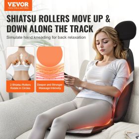 VEVOR Shiatsu Back Massager with Heat, Massage Seat Cushion with 2-Group Back Shiatsu Rollers and 2 Seat Vibration Motors