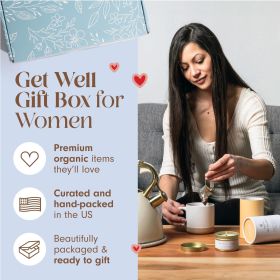 Comforting Care Package for Women Organic Self Care Get Well Soon Gift Basket with Fluffy Socks Lemon Ginger Tea Set Sea Salt Scented Candle Ideal Pos