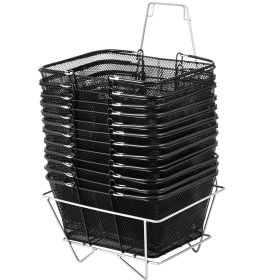 VEVOR Shopping Baskets with Handles, 12PCS, Black Metal Shopping Basket, Portable Wire Shopping Basket