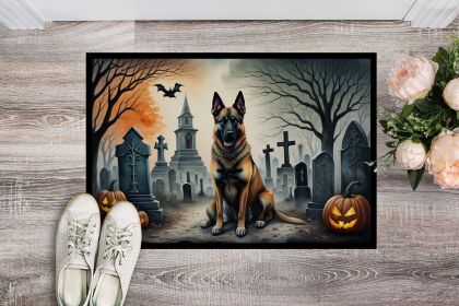 Belgian Malinois Spooky Halloween Doormat Front Door Mat Indoor Outdoor Rugs for Entryway, Non Slip Washable Low Pile, 24H X 36W