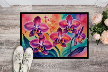 Orchids in Color Doormat Front Door Mat Indoor Outdoor Rugs for Entryway, Non Slip Washable Low Pile, 24H X 36W