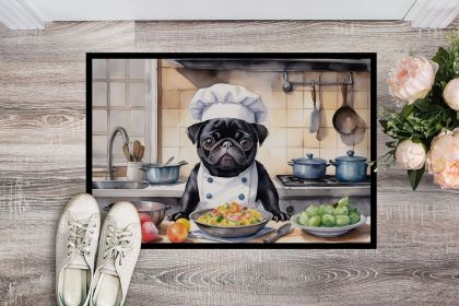 Pug The Chef Doormat Front Door Mat Indoor Outdoor Rugs for Entryway, Non Slip Washable Low Pile, 24H X 36W