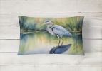 Birds, Birds, Birds Throw Pillow Throw Pillow for Indoor Couch Bed Outdoor Patio Washable, Blue Heron Stalking Prey 7505,12Hx16W