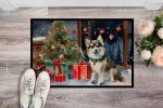 Alaskan Klee Kai Cozy Christmas Doormat Front Door Mat Indoor Outdoor Rugs for Entryway, Non Slip Washable Low Pile, 24H X 36W