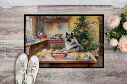 Keeshond Christmas Cookies Doormat Front Door Mat Indoor Outdoor Rugs for Entryway, Non Slip Washable Low Pile, 24H X 36W