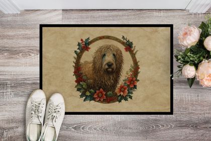 Komondor Christmas Flowers Doormat Front Door Mat Indoor Outdoor Rugs for Entryway, Non Slip Washable Low Pile, 24H X 36W