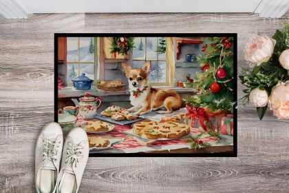 Chihuahua Christmas Cookies Doormat Front Door Mat Indoor Outdoor Rugs for Entryway, Non Slip Washable Low Pile, 24H X 36W