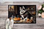 Siberian Husky Fall Kitchen Pumpkins Doormat Front Door Mat Indoor Outdoor Rugs for Entryway, Non Slip Washable Low Pile, 24H X 36W