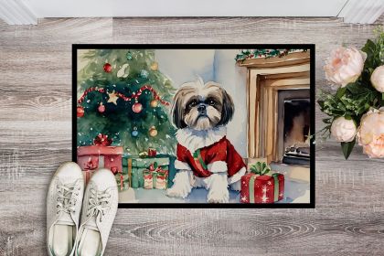 Shih Tzu Cozy Christmas Doormat Front Door Mat Indoor Outdoor Rugs for Entryway, Non Slip Washable Low Pile, 24H X 36W