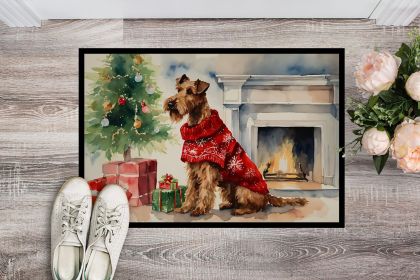 Irish Terrier Cozy Christmas Doormat Front Door Mat Indoor Outdoor Rugs for Entryway, Non Slip Washable Low Pile, 24H X 36W