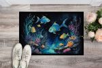 Bioluminescent Fish Doormat Front Door Mat Indoor Outdoor Rugs for Entryway, Non Slip Washable Low Pile, 24H X 36W