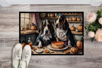 Basset Hound Fall Kitchen Pumpkins Doormat Front Door Mat Indoor Outdoor Rugs for Entryway, Non Slip Washable Low Pile, 24H X 36W