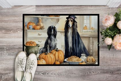 Afghan Hound Fall Kitchen Pumpkins Doormat Front Door Mat Indoor Outdoor Rugs for Entryway, Non Slip Washable Low Pile, 24H X 36W