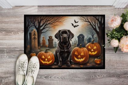 Chocolate Labrador Retriever Spooky Halloween Doormat Front Door Mat Indoor Outdoor Rugs for Entryway, Non Slip Washable Low Pile, 24H X 36W