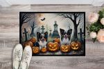 Papillon Spooky Halloween Doormat Front Door Mat Indoor Outdoor Rugs for Entryway, Non Slip Washable Low Pile, 24H X 36W