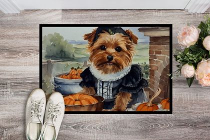 Norfolk Terrier Fall Kitchen Pumpkins Doormat Front Door Mat Indoor Outdoor Rugs for Entryway, Non Slip Washable Low Pile, 24H X 36W