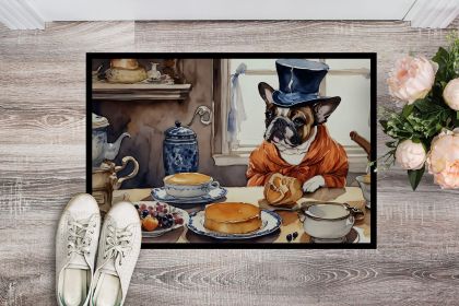 French Bulldog Fall Kitchen Pumpkins Doormat Front Door Mat Indoor Outdoor Rugs for Entryway, Non Slip Washable Low Pile, 24H X 36W