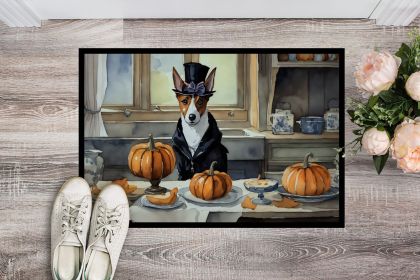 Basenji Fall Kitchen Pumpkins Doormat Front Door Mat Indoor Outdoor Rugs for Entryway, Non Slip Washable Low Pile, 24H X 36W