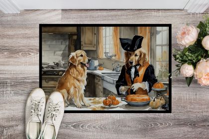 Golden Retriever Fall Kitchen Pumpkins Doormat Front Door Mat Indoor Outdoor Rugs for Entryway, Non Slip Washable Low Pile, 24H X 36W