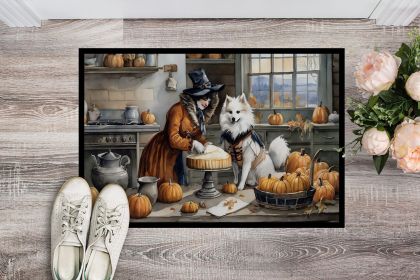 American Eskimo Fall Kitchen Pumpkins Doormat Front Door Mat Indoor Outdoor Rugs for Entryway, Non Slip Washable Low Pile, 24H X 36W