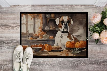 Boxer Fall Kitchen Pumpkins Doormat Front Door Mat Indoor Outdoor Rugs for Entryway, Non Slip Washable Low Pile, 24H X 36W