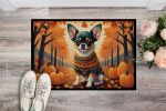 Tricolor Chihuahua Fall Doormat Front Door Mat Indoor Outdoor Rugs for Entryway, Non Slip Washable Low Pile, 24H X 36W