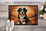 Bernese Mountain Dog Fall Doormat Front Door Mat Indoor Outdoor Rugs for Entryway, Non Slip Washable Low Pile, 24H X 36W