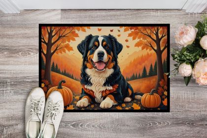 Bernese Mountain Dog Fall Doormat Front Door Mat Indoor Outdoor Rugs for Entryway, Non Slip Washable Low Pile, 24H X 36W