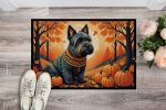 Scottish Terrier Fall Doormat Front Door Mat Indoor Outdoor Rugs for Entryway, Non Slip Washable Low Pile, 24H X 36W