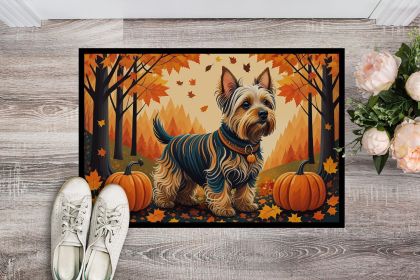 Silky Terrier Fall Doormat Front Door Mat Indoor Outdoor Rugs for Entryway, Non Slip Washable Low Pile, 24H X 36W