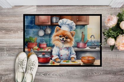 Pomeranian The Chef Doormat Front Door Mat Indoor Outdoor Rugs for Entryway, Non Slip Washable Low Pile, 24H X 36W